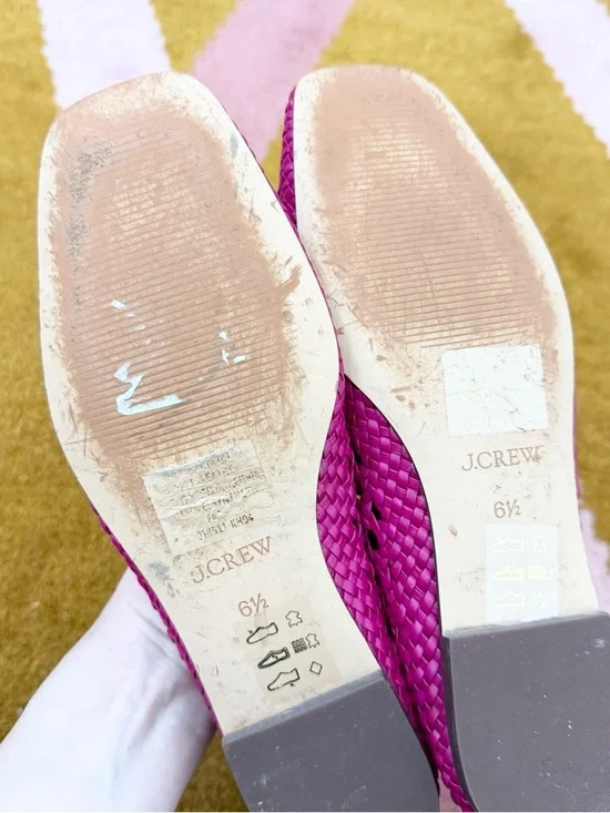 J.Crew Quinn Handwoven Leather Ballet Flats Pink Woven Shoes 6.5 - Picture 4 of 5